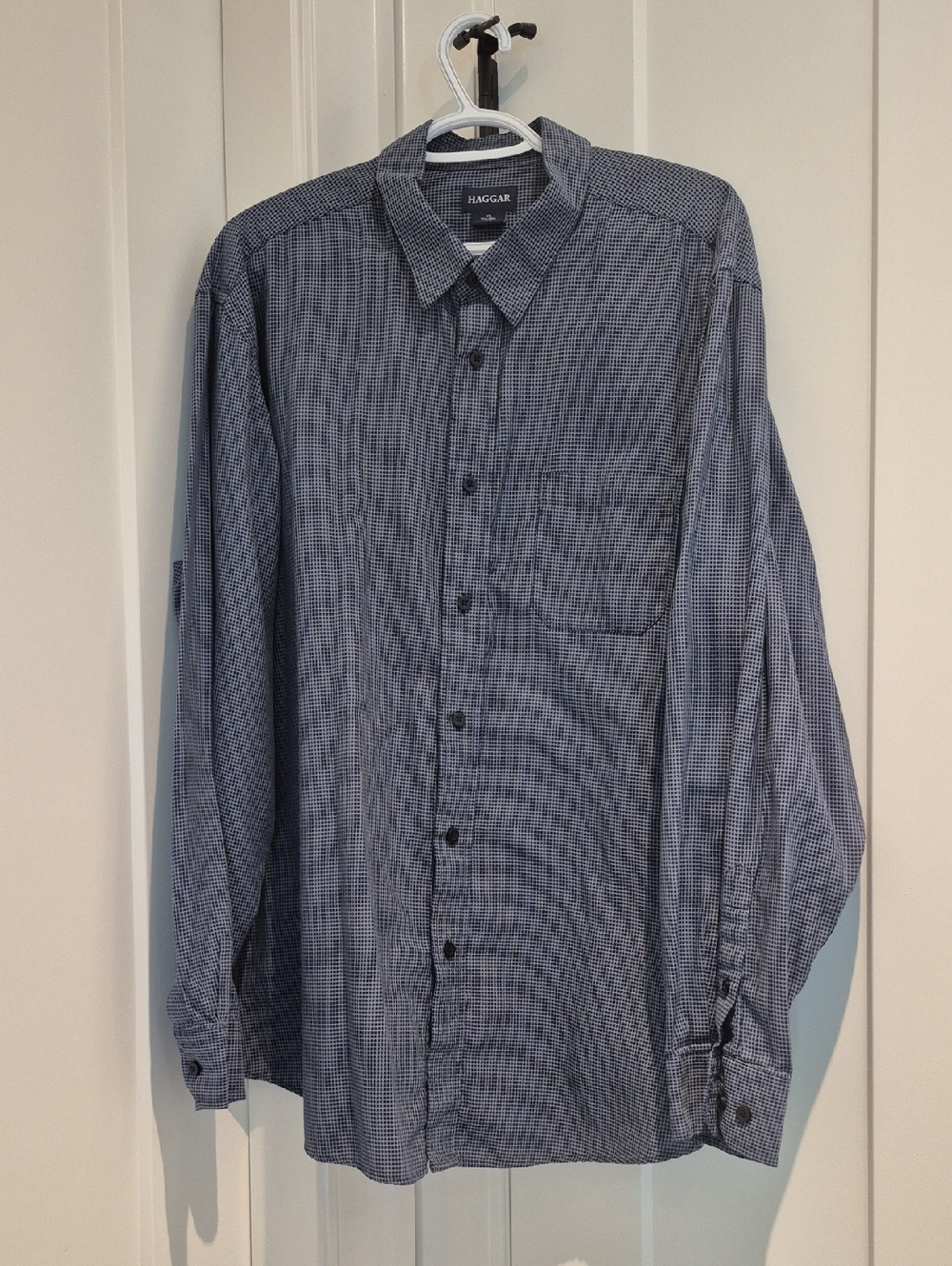 Hagger Men's Navy Micro-Check Button-Down Shirt